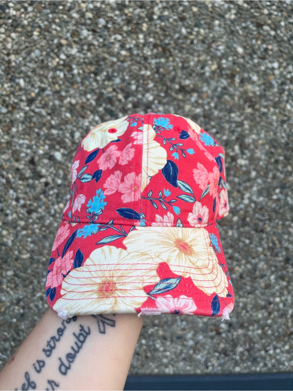 Aerie Rare Resort Red Floral Baseball Hat